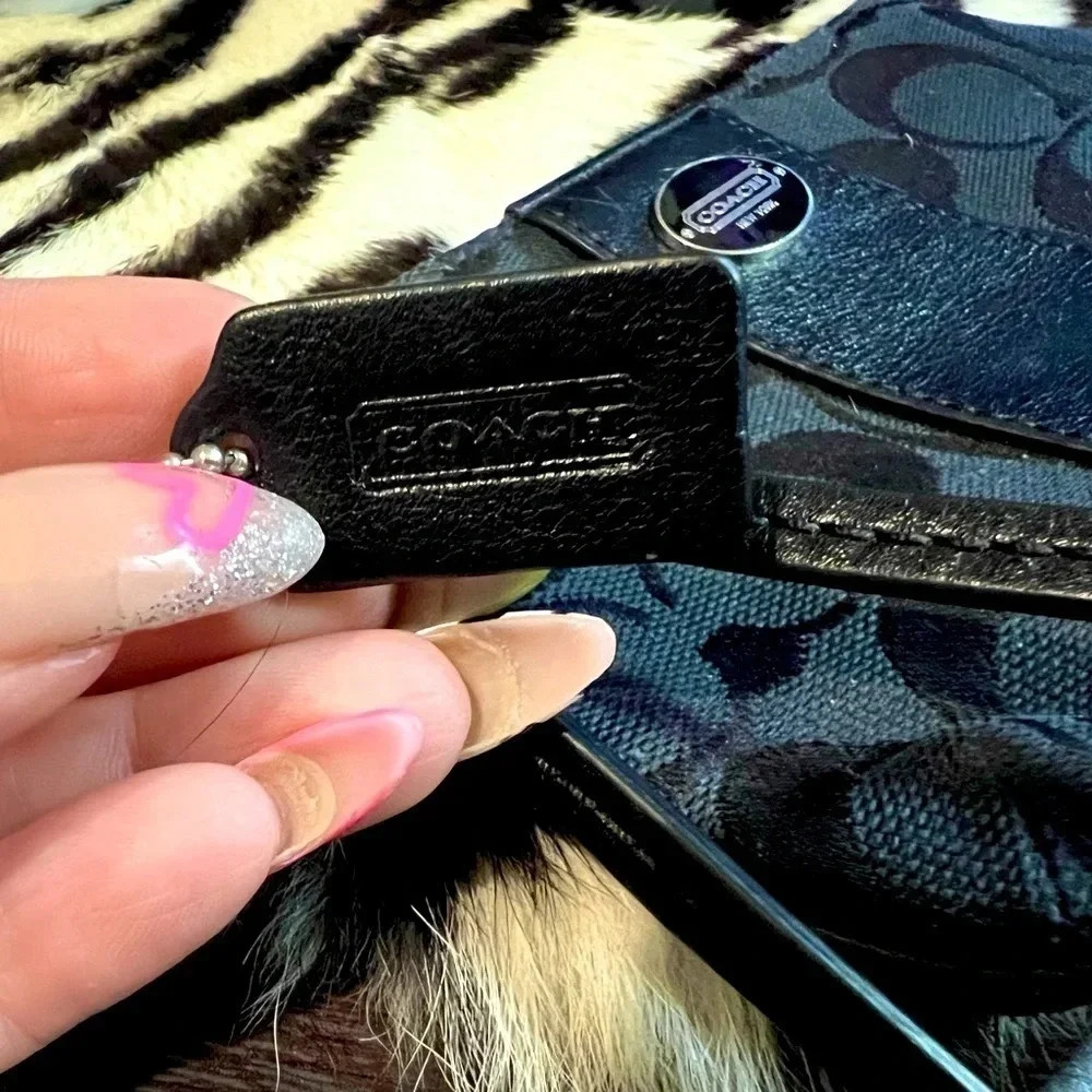 Authentic Coach Wristlet Canvas Leather Perfect Condition